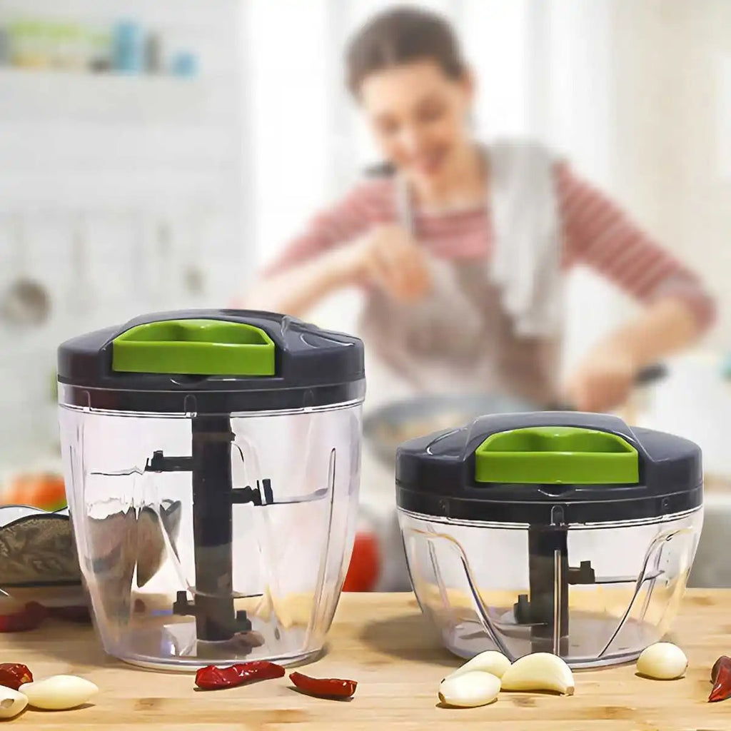 Manual garlic and vegetable chopper 600ml and 1000ml hand pull food processor