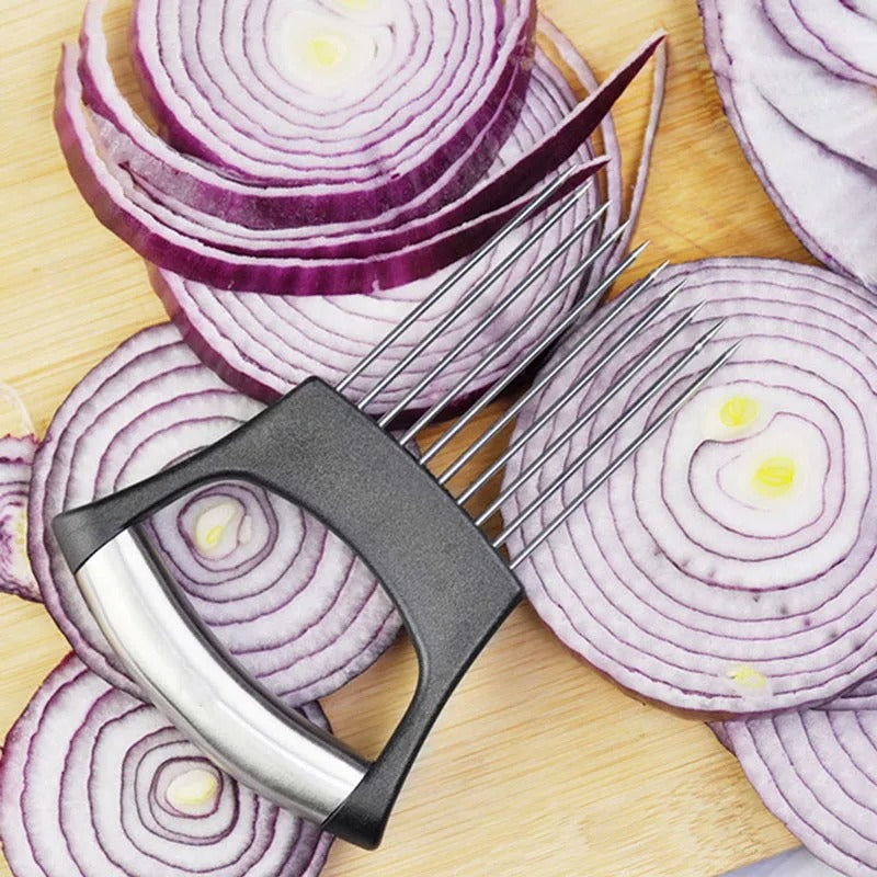 Close up view of stainless steel vegetable slicer holder durable kitchen gadget